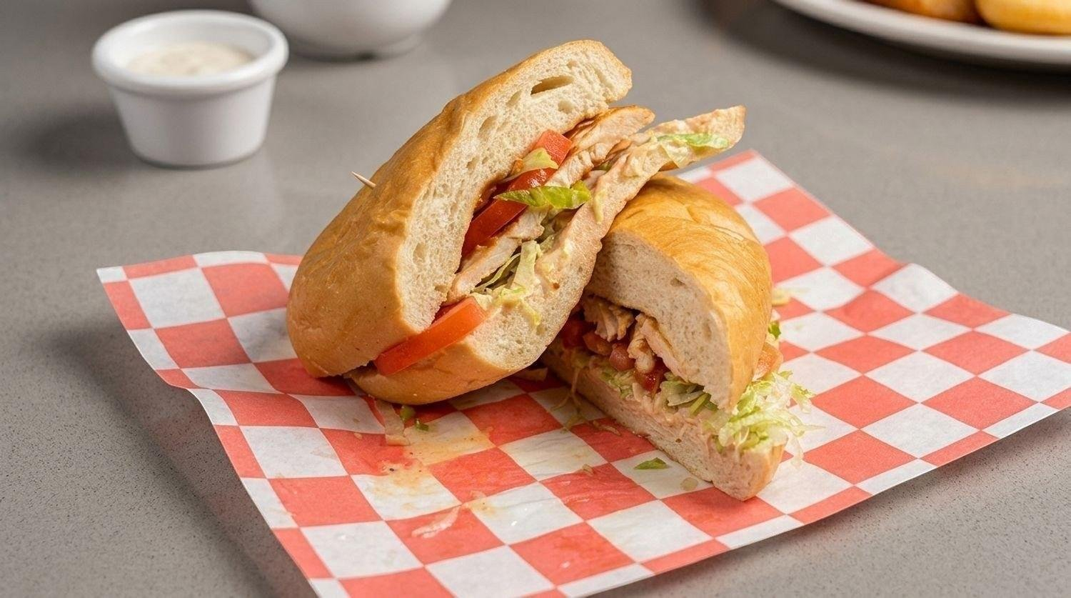 Grilled chicken sandwich with lettuce and tomato